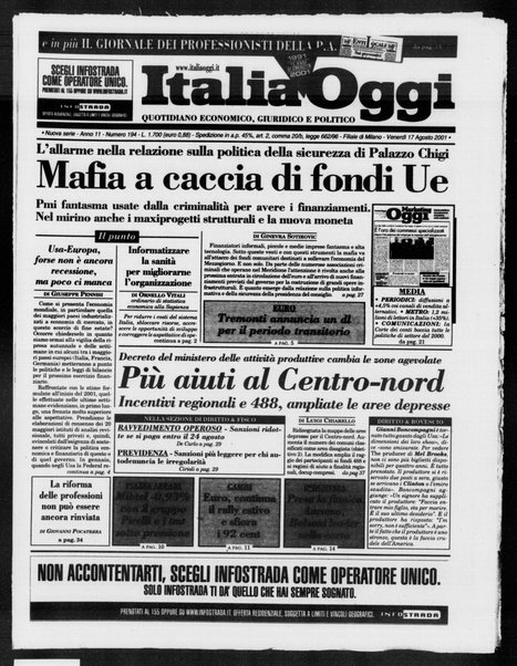 Italia oggi : quotidiano di economia finanza e politica